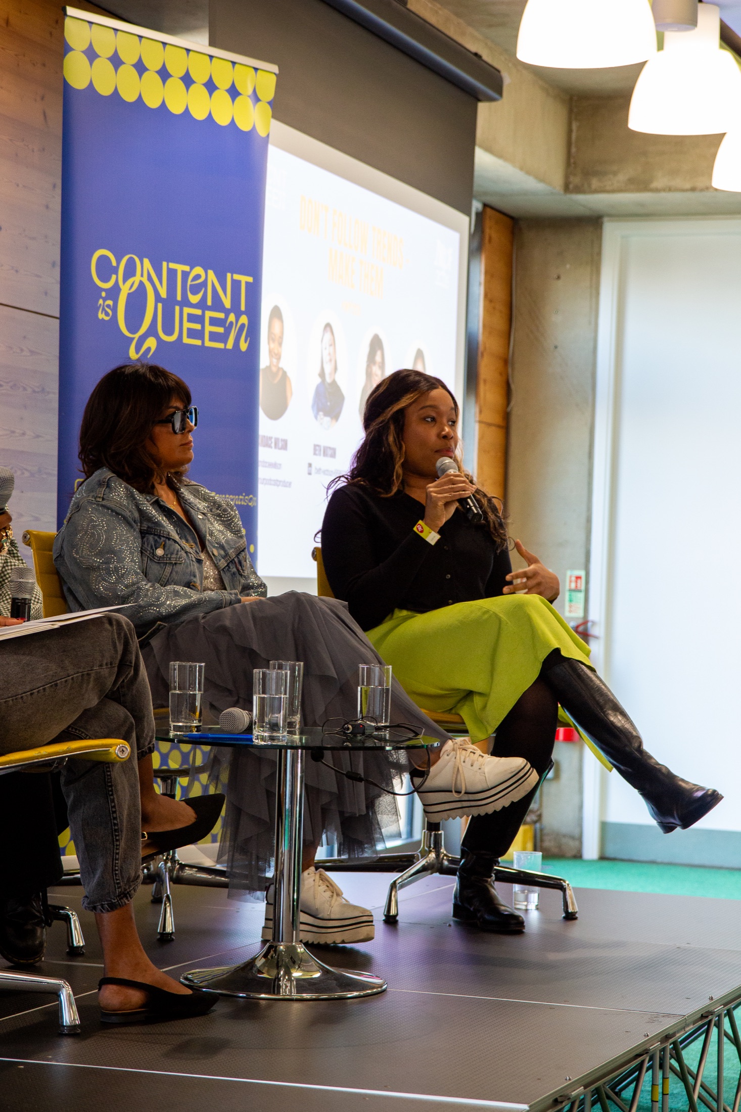 Nishma on a podcast festival panel